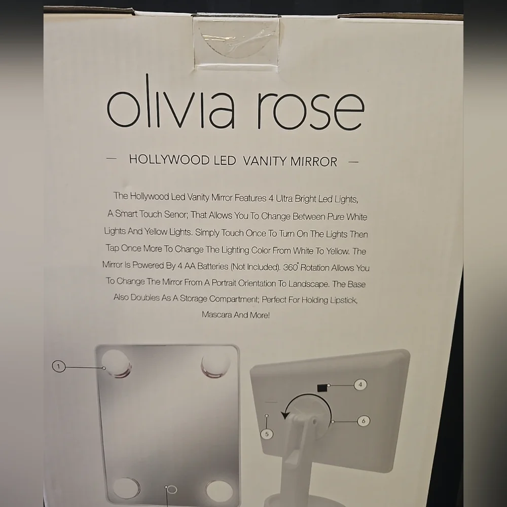 Olivia Rose Hollywood 4 LED Light Vanity Mirror 360° Rotation Smart Touch Sensor